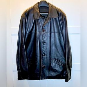 XL Black Leather Carcoat